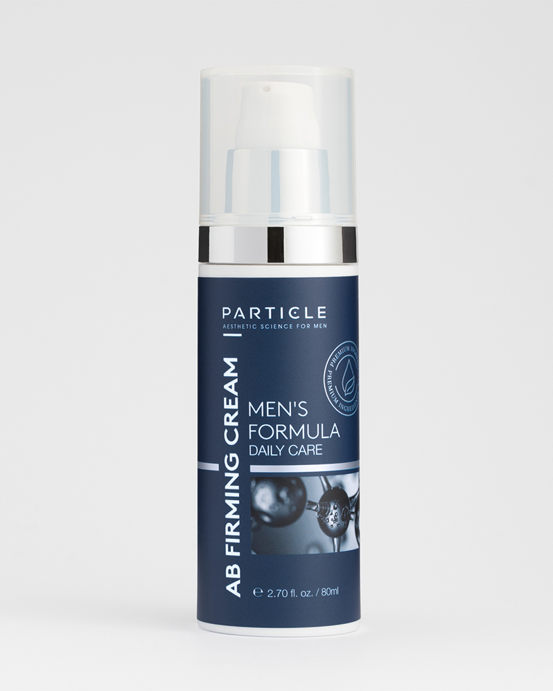 Bottle of Particle Mens’ Formula Daily Care AB Firming Cream.