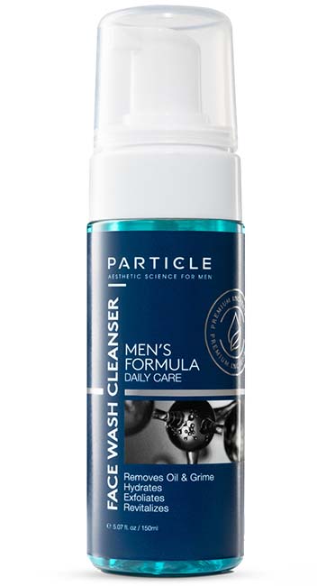Particle Face Wash Cleanser with blue label and transparent cap.