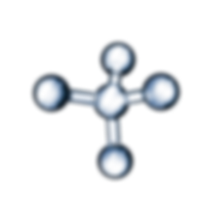 Molecule with four atoms bonded to a central atom.