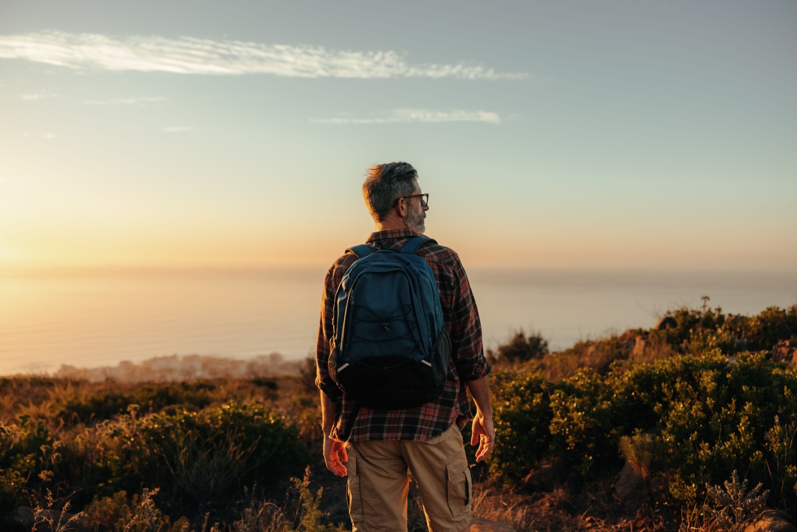 man on hike