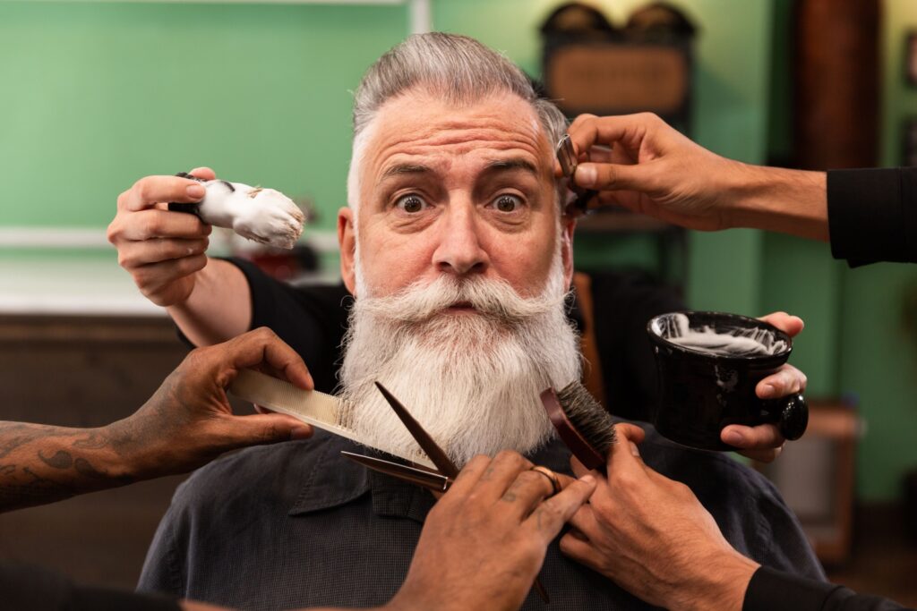 man shaving mature